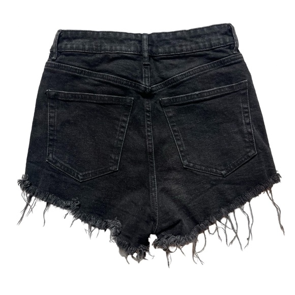 Zara High Waisted Black Cutoff Jorts - Picture 2 of 3